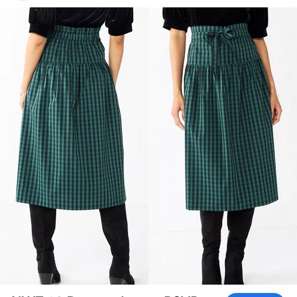 Draper James RSVP Green plaid paperbag waist  A-Line Skirt L - Picture 1 of 5
